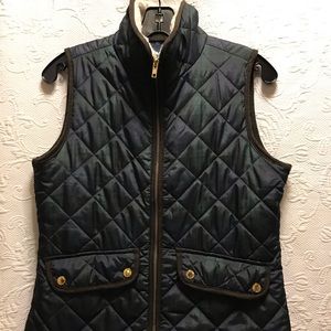 British Khaki Plaid Down Vest Size Small